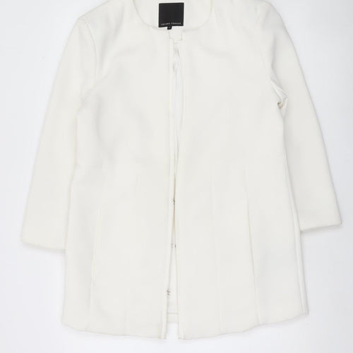 Second Female Womens White Blazer Jacket Size M Collarless Formal