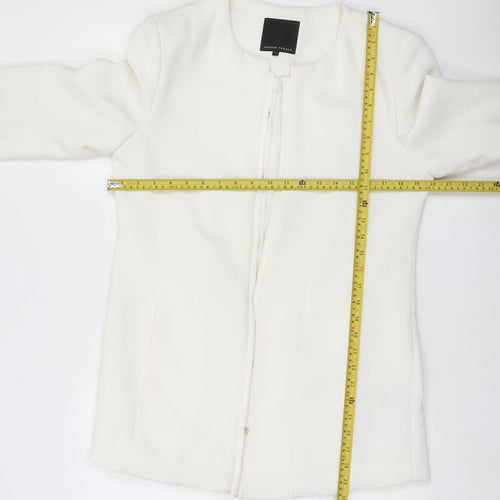 Second Female Womens White Blazer Jacket Size M Collarless Formal