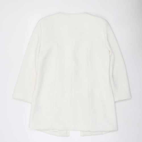 Second Female Womens White Blazer Jacket Size M Collarless Formal