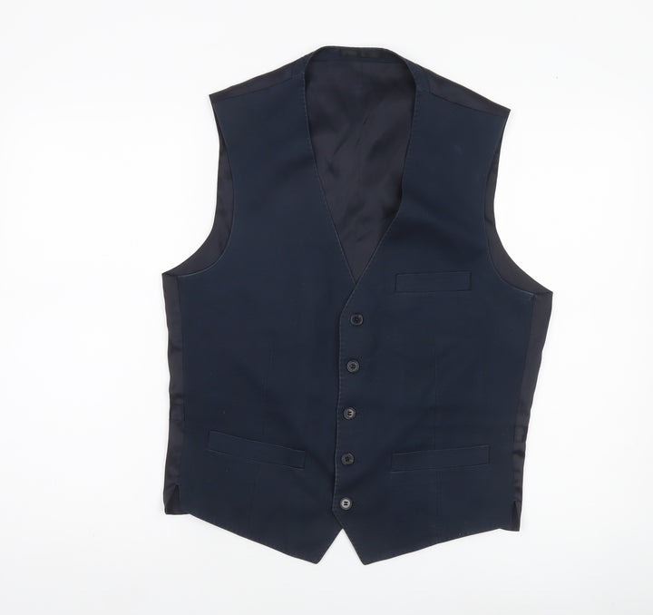 French Connection Men's Blue 38 Waistcoat Regular Fit Formal