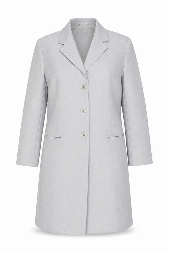 Front view of Essentials Women Grey Long Coat, size 14, Polyester Overcoat