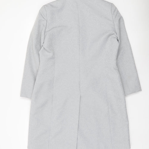 Essentials Women Grey Long Coat Size 14 Polyester Overcoat