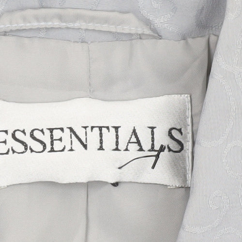 Essentials Women Grey Long Coat Size 14 Polyester Overcoat