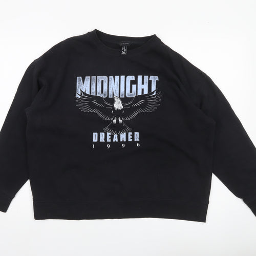 New Look Women’s Black Eagle Graphic Pullover Sweatshirt M