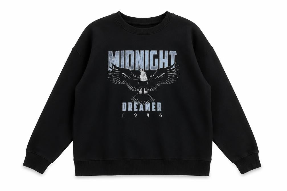 Front view of New Look Women’s Black Eagle Graphic Pullover Sweatshirt M