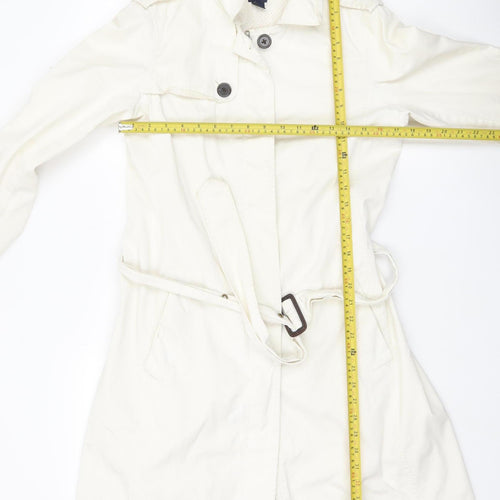 GAP Womens Ivory Trench Coat Size M Belted Cotton Workwear