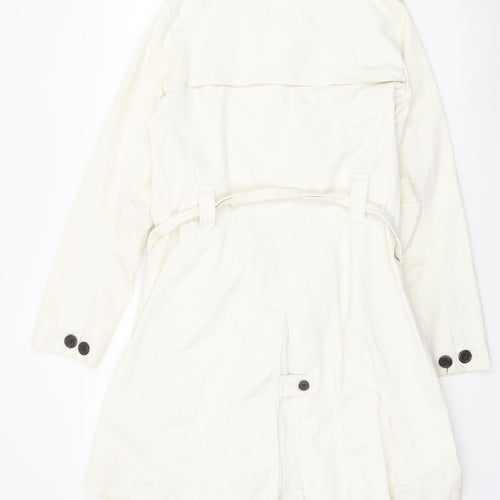 GAP Womens Ivory Trench Coat Size M Belted Cotton Workwear