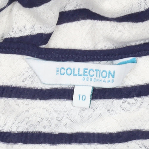 Debenhams Women’s Blue White Striped Scoop Neck Jersey T-Shirt Size 10