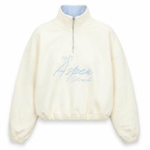Primark Women’s Ivory 1/4 Zip Sweatshirt XS Aspen Graphic