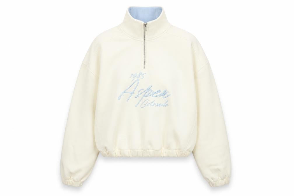 Primark Women’s Ivory 1/4 Zip Sweatshirt XS Aspen Graphic