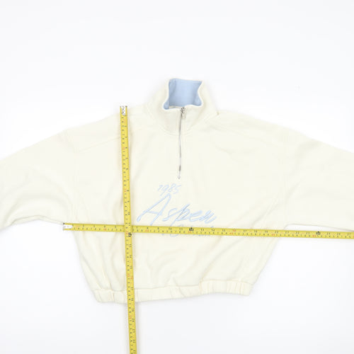 Primark Women’s Ivory 1/4 Zip Sweatshirt XS Aspen Graphic
