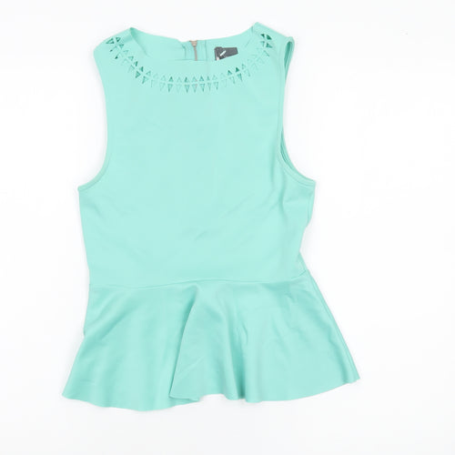 Sparkle & Fade Women’s Green Peplum Sleeveless Blouse Size S