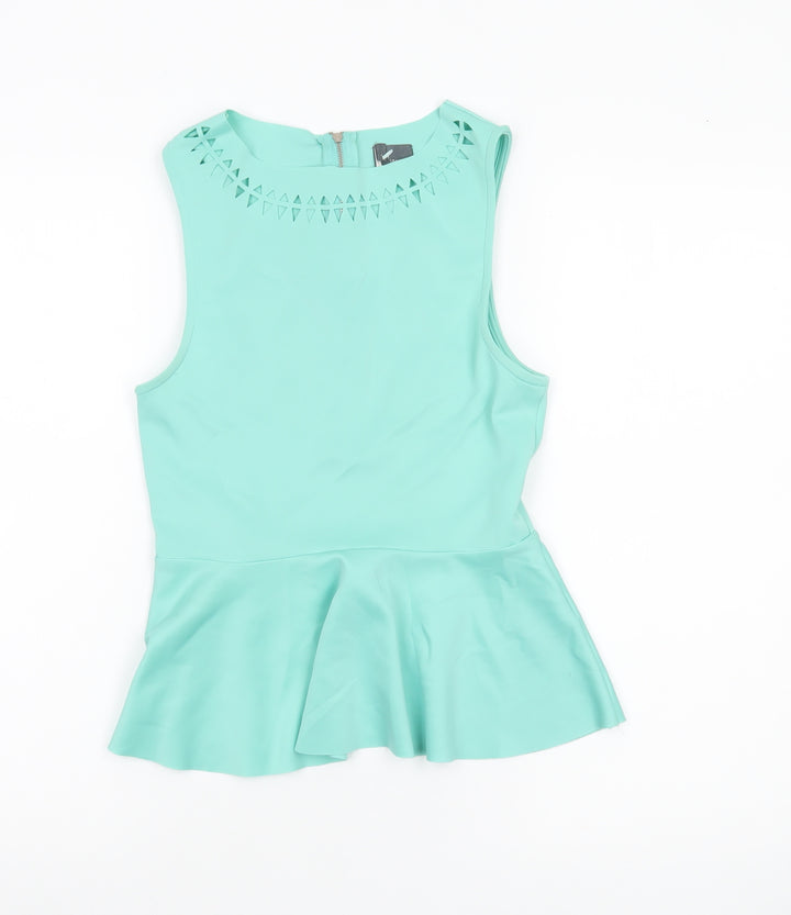 Sparkle & Fade Women’s Green Peplum Sleeveless Blouse Size S