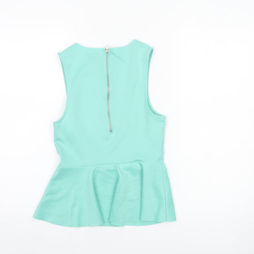 Sparkle & Fade Women’s Green Peplum Sleeveless Blouse Size S