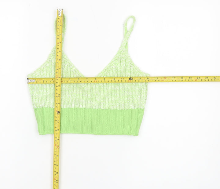 ASOS Women’s Green Size 8 Knit Acrylic Spaghetti Strap Crop Top