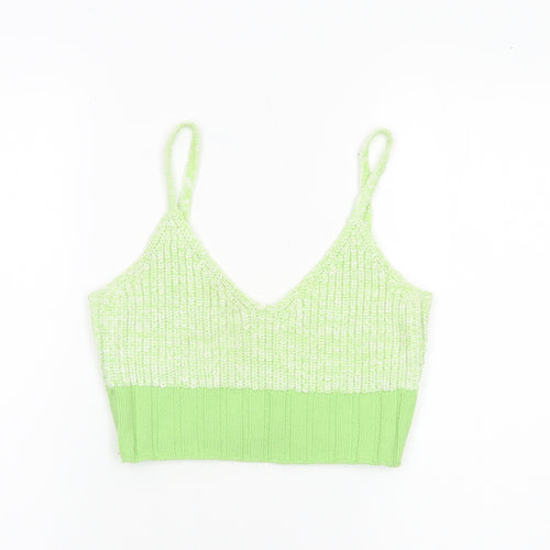 ASOS Women’s Green Size 8 Knit Acrylic Spaghetti Strap Crop Top