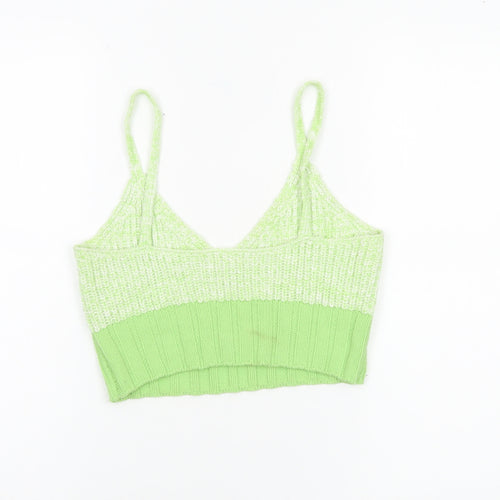ASOS Women’s Green Size 8 Knit Acrylic Spaghetti Strap Crop Top