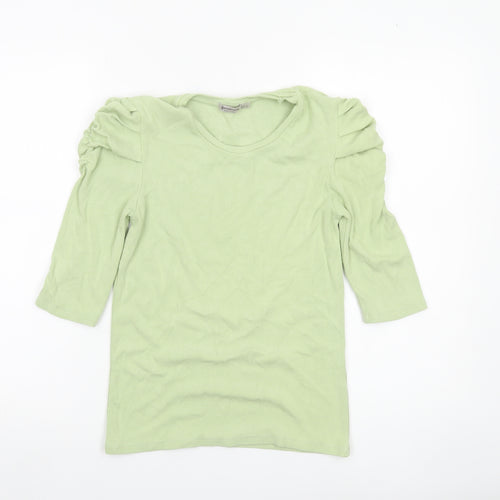 Stradivarius Womens Green Puff Sleeve T-Shirt Size L Regular