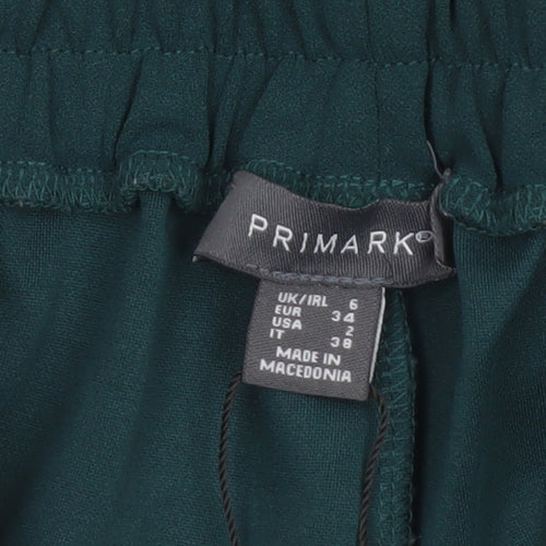 Primark Women’s Green Jogger Trousers Size 6 Elastic Waist Sports Stripe