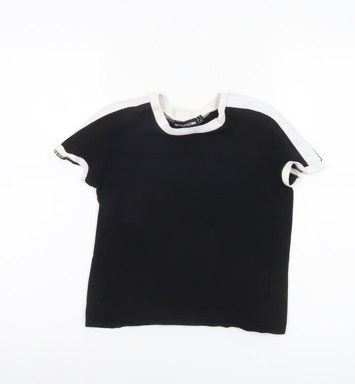 PrettyLittleThing Womens Black Size 6 Ringer T-Shirt Cotton