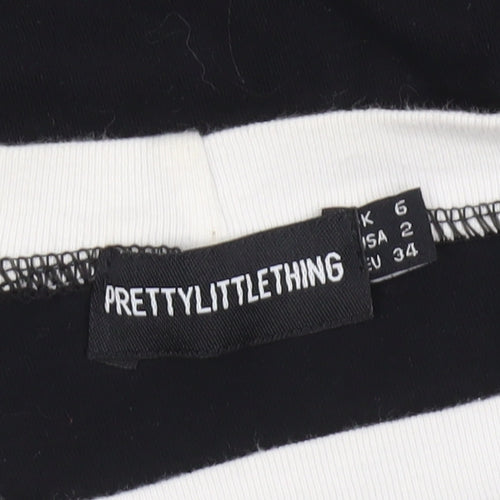 PrettyLittleThing Womens Black Size 6 Ringer T-Shirt Cotton