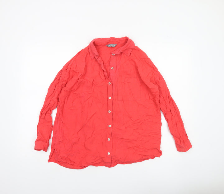 Nutmeg Women Red Size 10 Button-Up Long Sleeve Shirt
