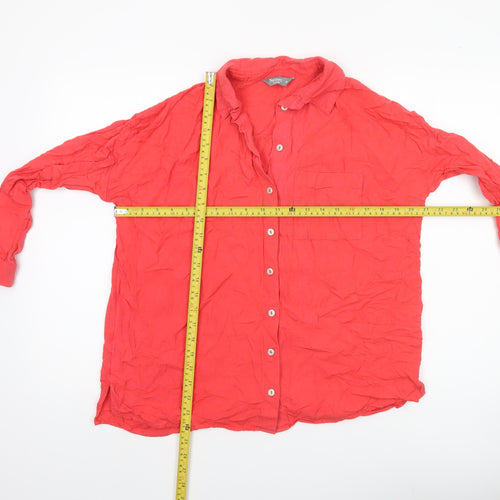 Nutmeg Women Red Size 10 Button-Up Long Sleeve Shirt