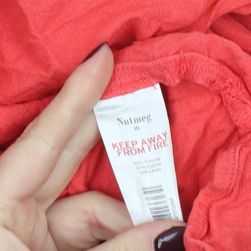 Nutmeg Women Red Size 10 Button-Up Long Sleeve Shirt