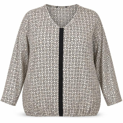 Bonmarché Women’s Beige Geometric Blouse Size 18 Tunic Top
