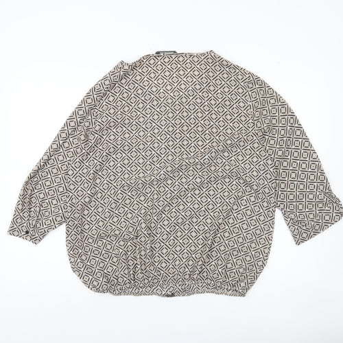 Bonmarché Women’s Beige Geometric Blouse Size 18 Tunic Top
