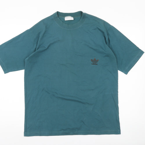 Adidas Men's Green Cotton Logo T-Shirt Size M Short Sleeve