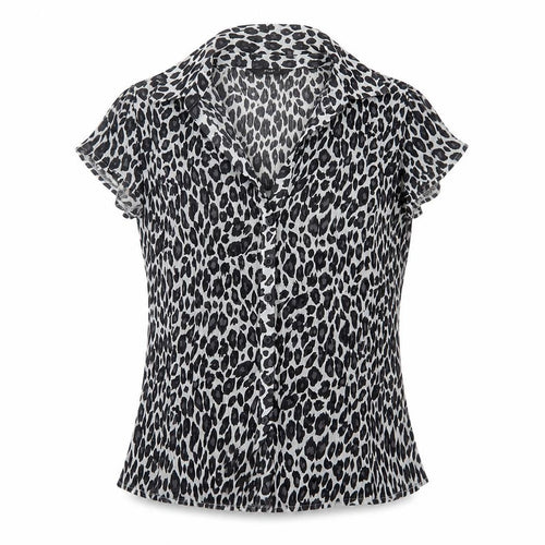 F&F Women’s Black Leopard Print Blouse Size 14 Short Sleeve