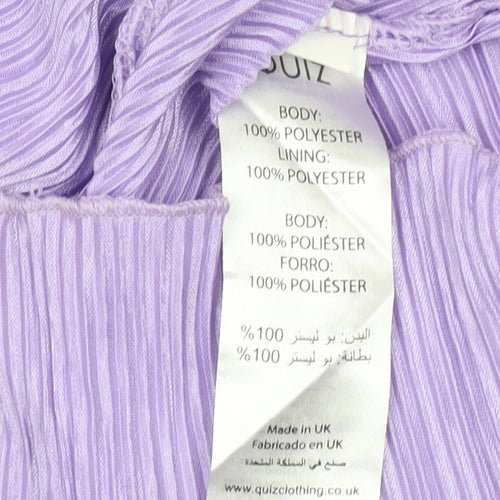 Quiz Women Purple Size 8 Pleated Playsuit V-Neck Belted Summer
