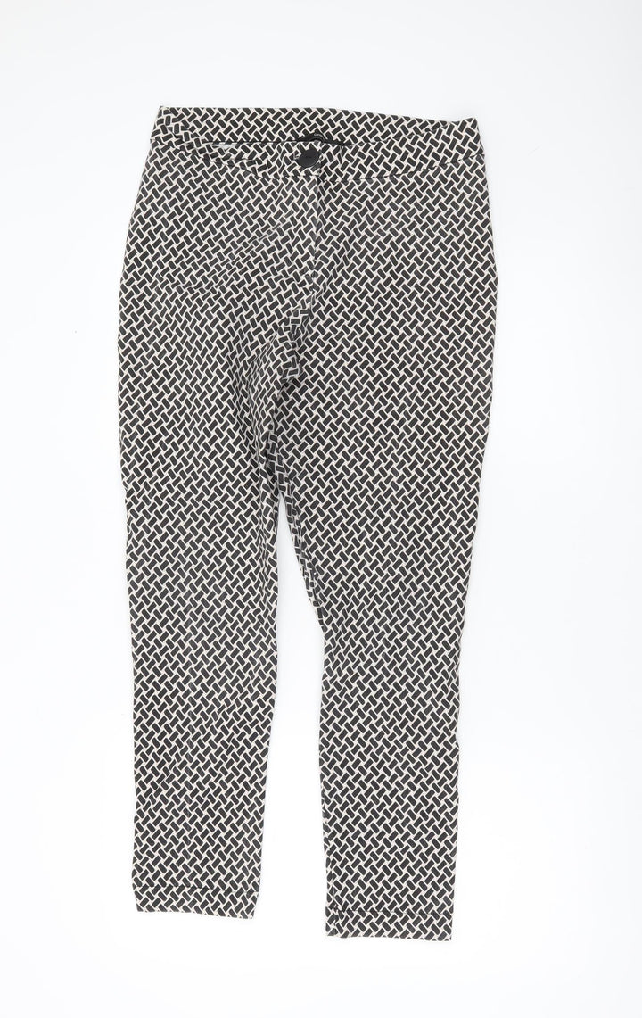 George Women’s Black Geometric Slim Leg Stretch Trousers Size 16