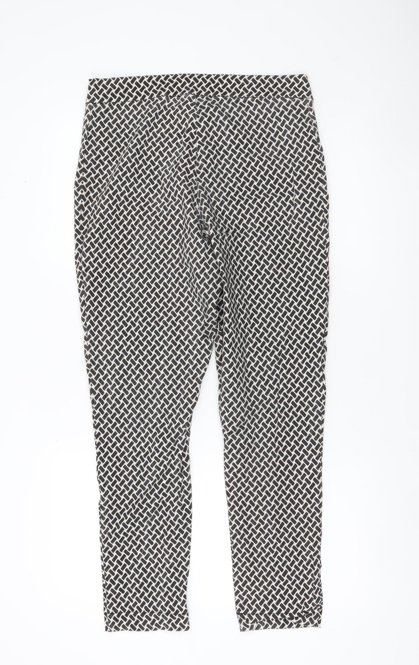 George Women’s Black Geometric Slim Leg Stretch Trousers Size 16