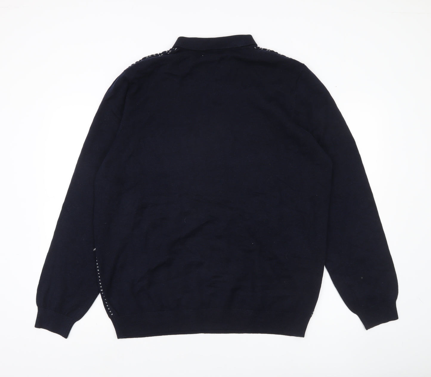 Easy Men's XL Blue Collared Henley Jumper Long Sleeve Knit