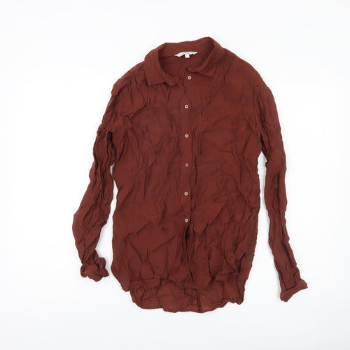 Next Women’s Brown Button-Up Shirt UK 6 Long Sleeve Collared