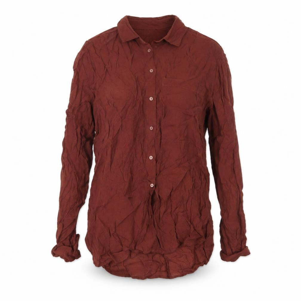 Front view of Next Women’s Brown Button-Up Shirt UK 6 Long Sleeve Collared