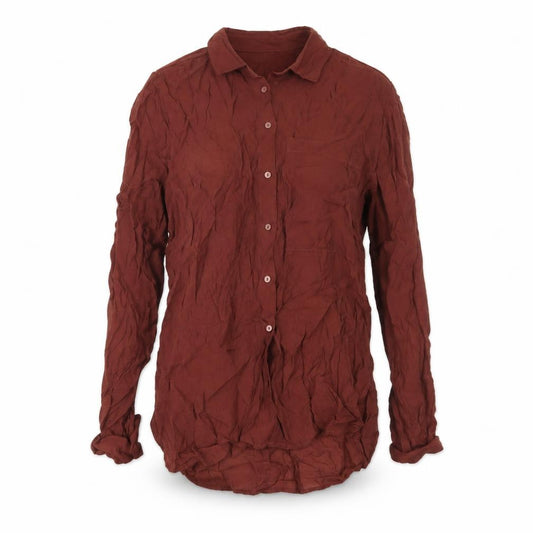 Front view of Next Women’s Brown Button-Up Shirt UK 6 Long Sleeve Collared