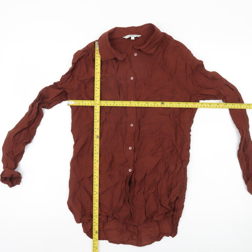 Next Women’s Brown Button-Up Shirt UK 6 Long Sleeve Collared