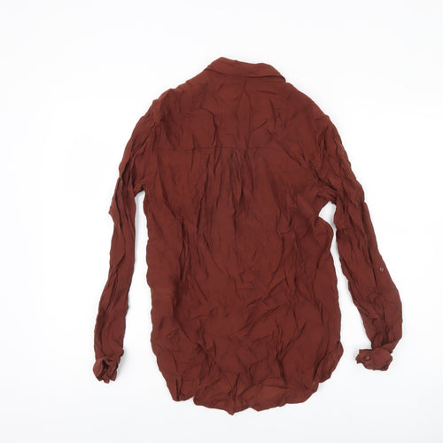 Next Women’s Brown Button-Up Shirt UK 6 Long Sleeve Collared