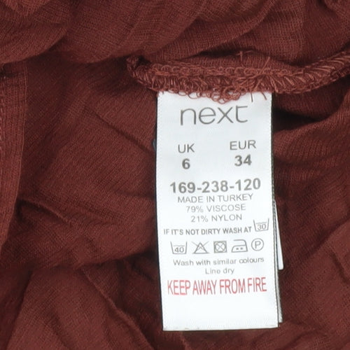 Next Women’s Brown Button-Up Shirt UK 6 Long Sleeve Collared