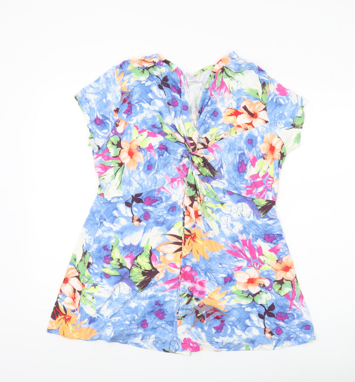 Bodyflirt Women’s Multicoloured Floral Tunic Blouse L Viscose Jersey