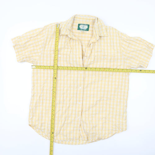 St. John's Bay Men's Yellow Check Cotton Short Sleeve Shirt L