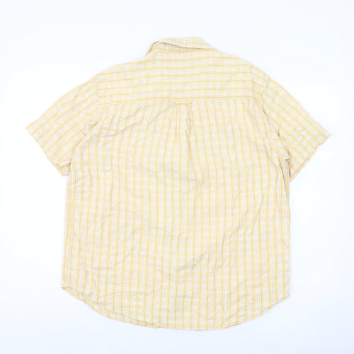 St. John's Bay Men's Yellow Check Cotton Short Sleeve Shirt L