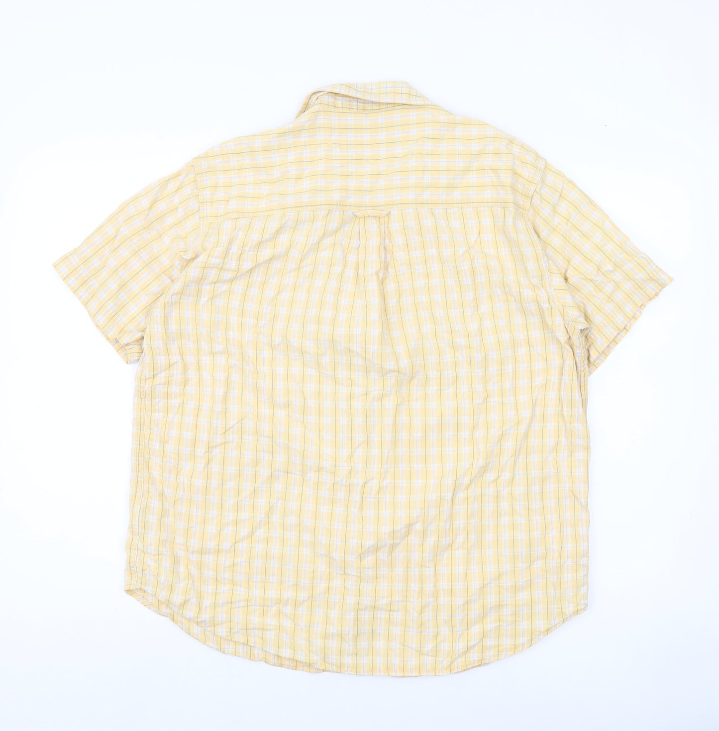 St. John's Bay Men's Yellow Check Cotton Short Sleeve Shirt L