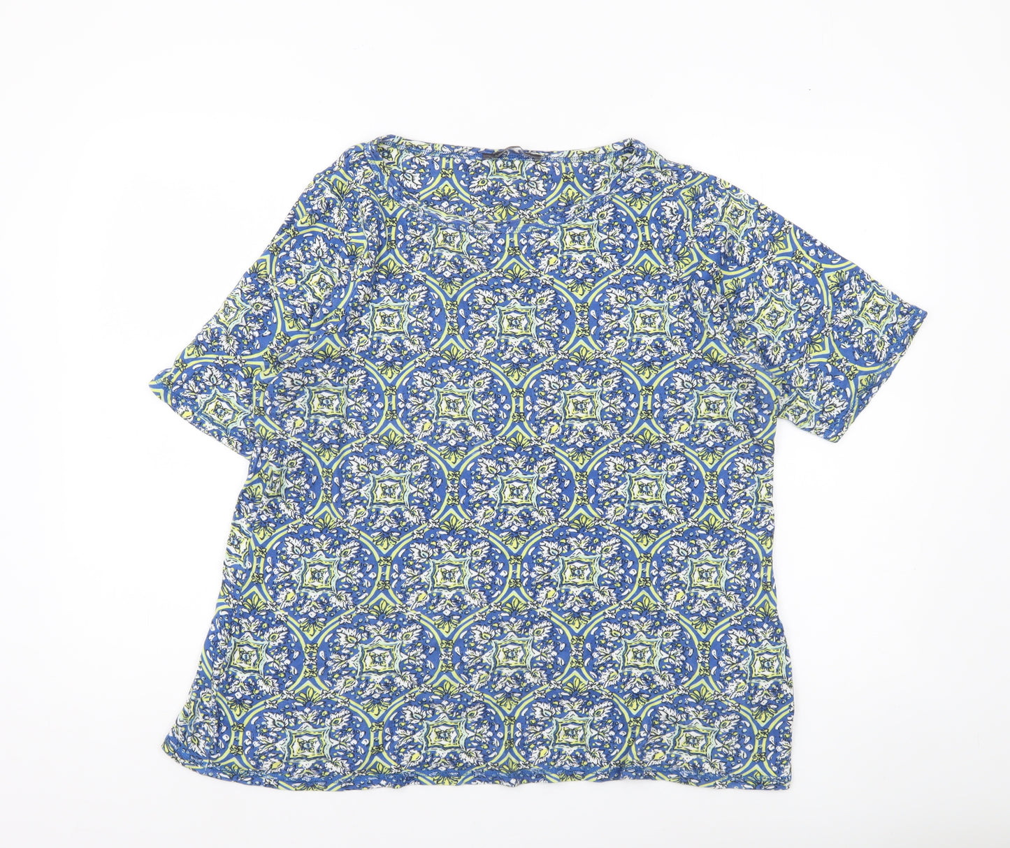 Marks and Spencer Women’s Blue Geometric Cotton T-Shirt UK 22