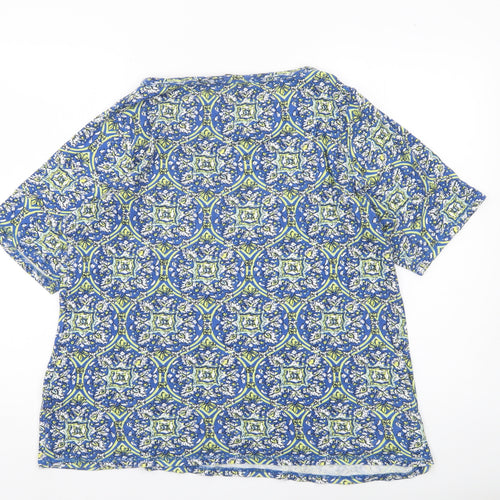 Marks and Spencer Women’s Blue Geometric Cotton T-Shirt UK 22