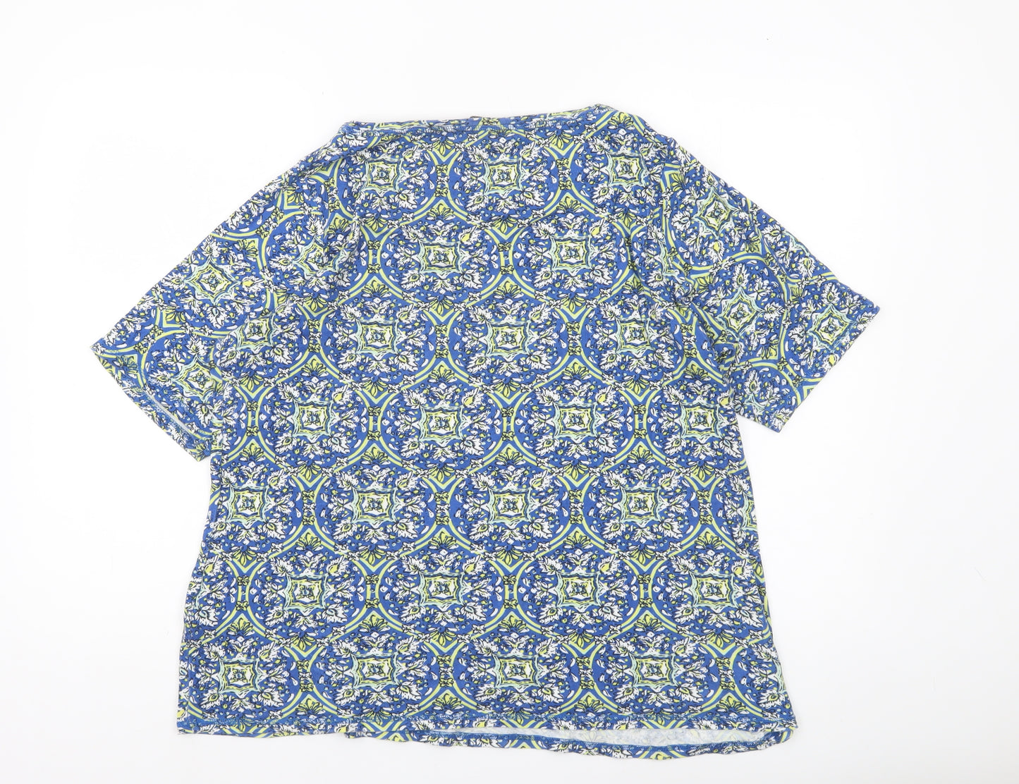Marks and Spencer Women’s Blue Geometric Cotton T-Shirt UK 22