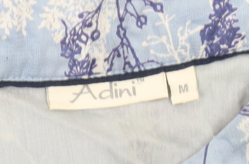 Adini Women’s Blue Floral Cotton Shift Dress Size M Knee Length